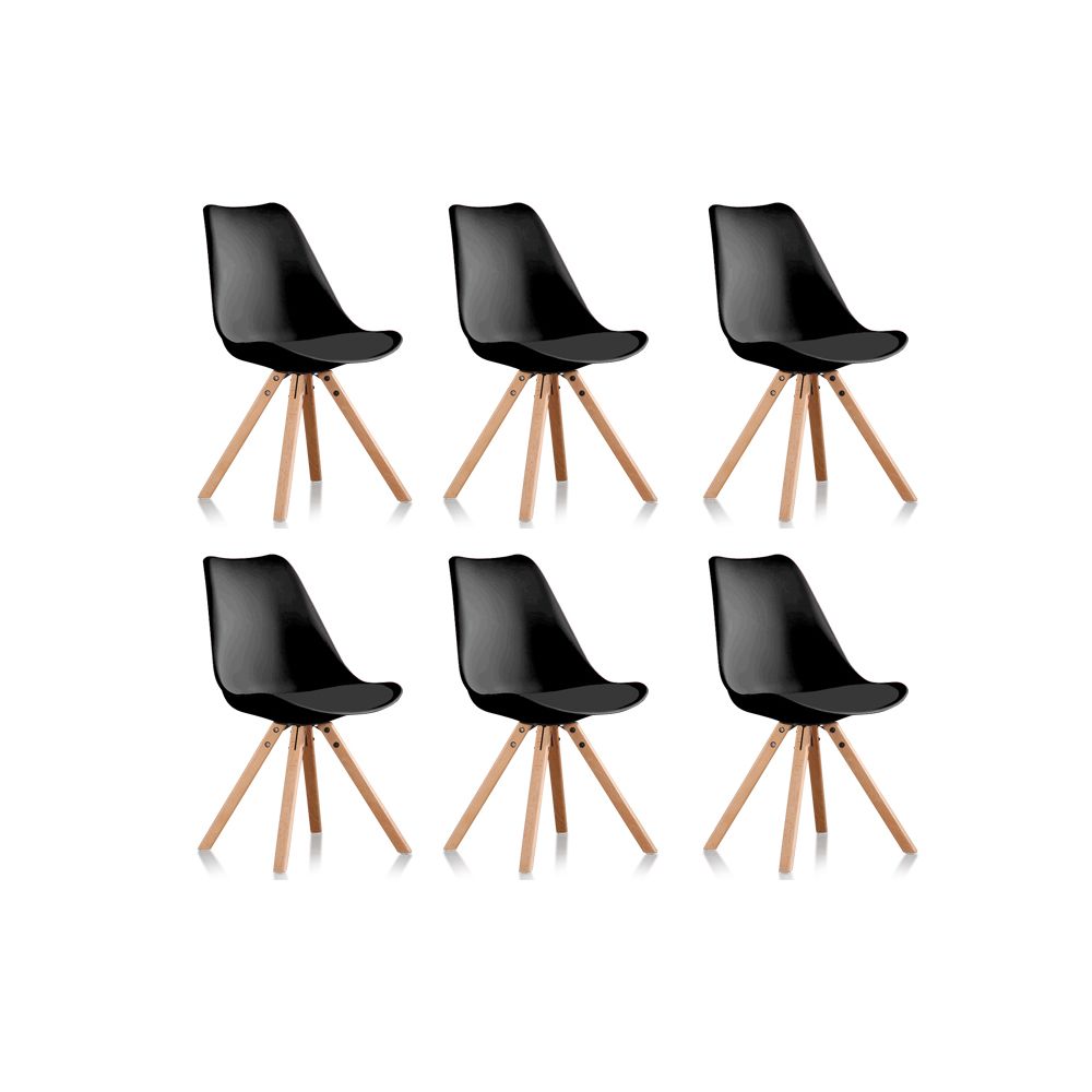 Designetsamaison - Lot de 6 chaises scandinaves noires - Helsinki - Chaises