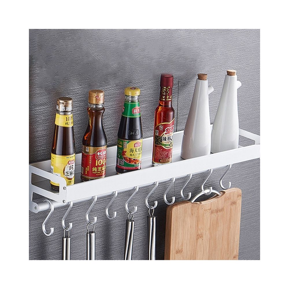 Wewoo - Support de rangement mural pour assaisonnement de cuisine multi-fonctions de 70cm avec 10 crochets Argent - Buffets, chiffonniers