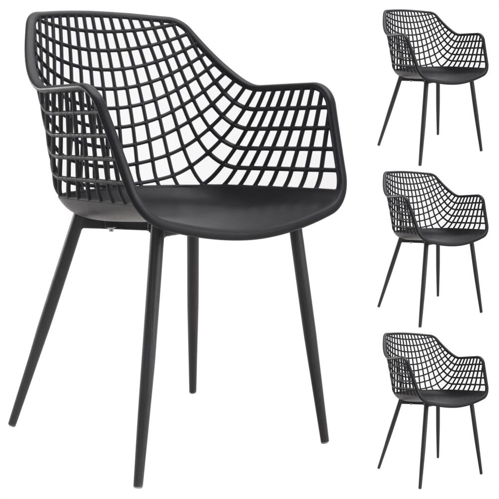 Idimex - Lot de 4 chaises LUCIA, en plastique noir - Chaises