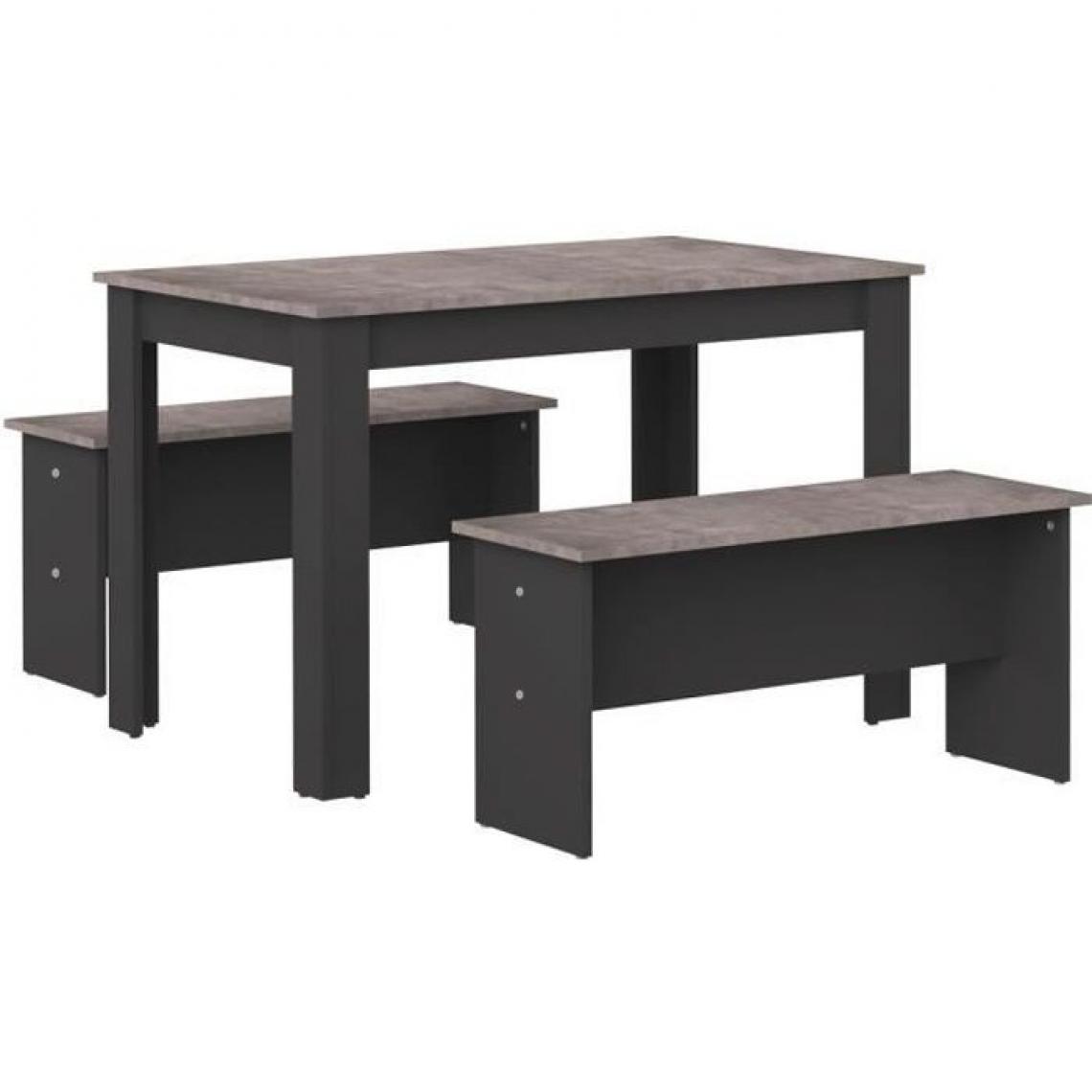 Temahome - TEMAHOME - table et bancs - noir et béton - 110x70 cm - Nice - Tables à manger