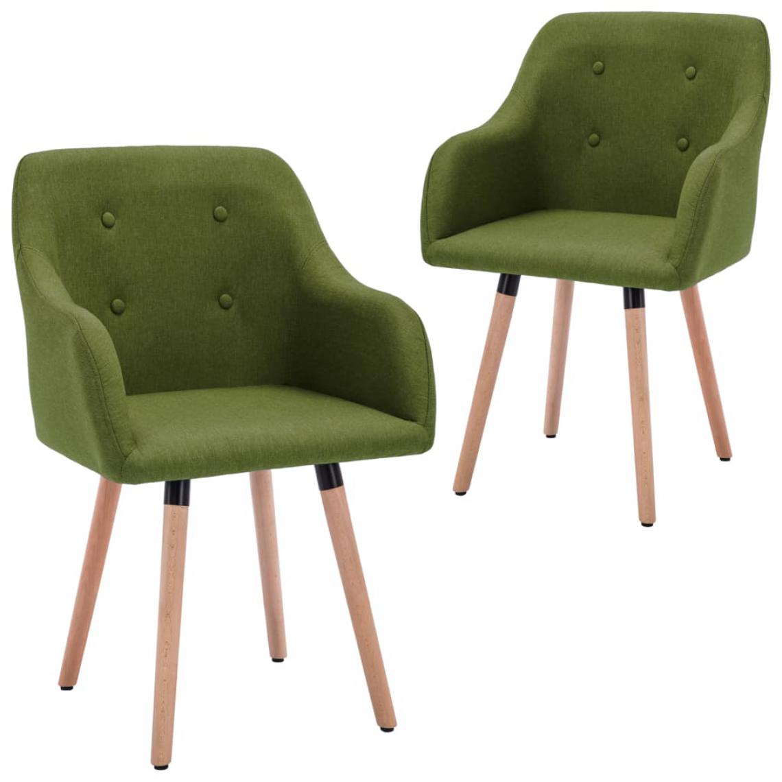 Icaverne - Chic Fauteuils et chaises Djouba Chaises de salle à manger 2 pcs Vert Tissu - Chaises
