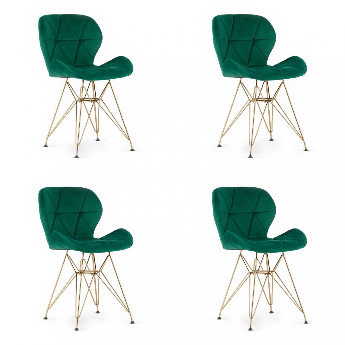 Hucoco - NESTY - Lot de 4 chaises en velours style moderne - 73x53x47cm - Chaise de salle à manger - Vert - Chaises