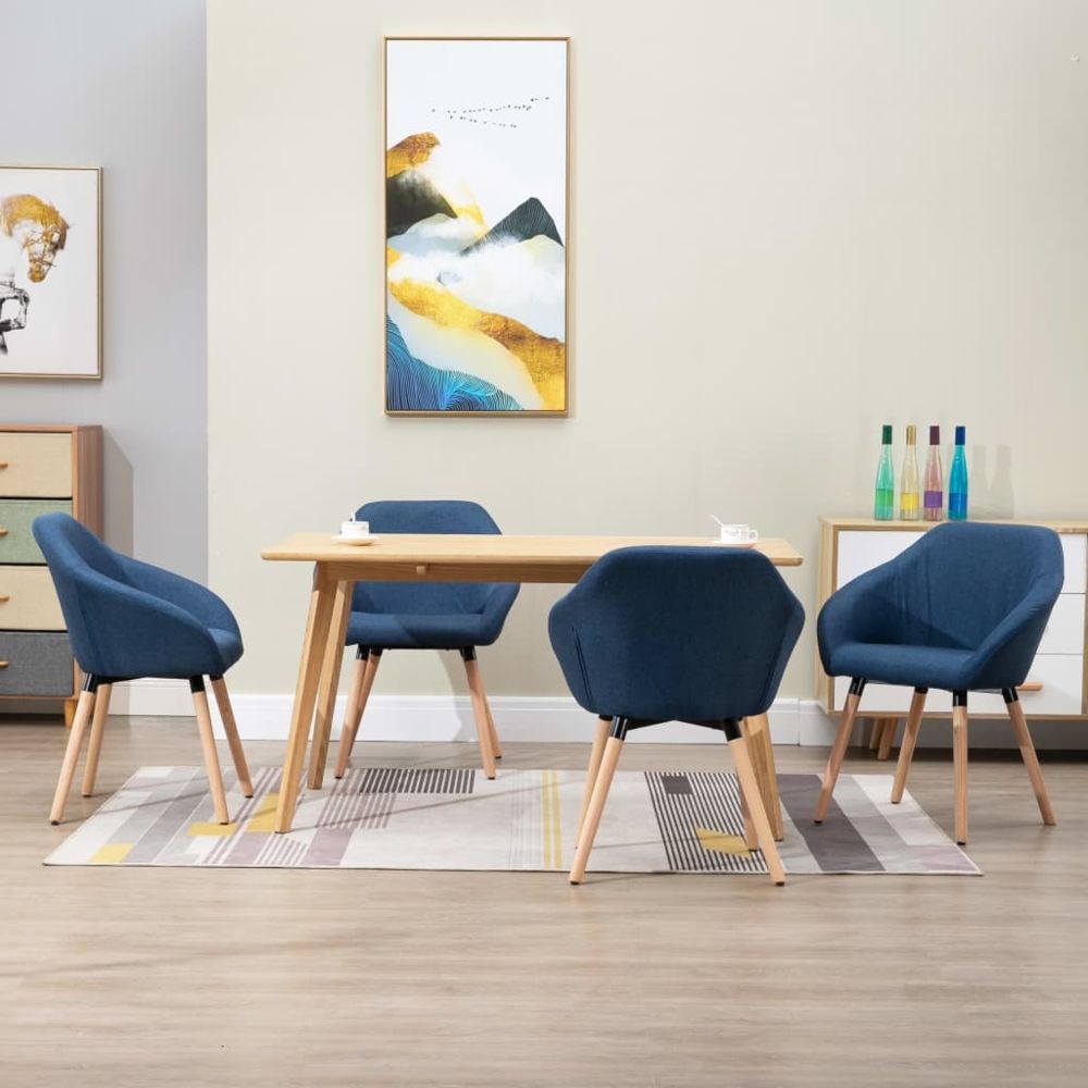 marque generique - Contemporain Fauteuils et chaises ligne Amsterdam Chaises de salle à manger 4 pcs Bleu Tissu - Chaises