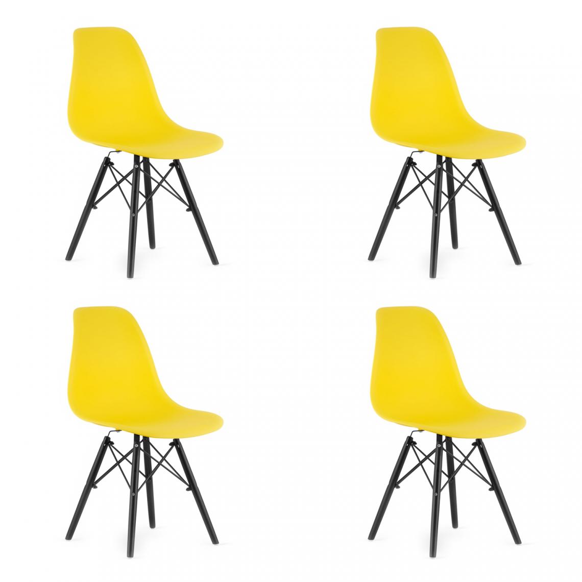 Hucoco - OSATA - Lot de 4 chaises en PP style moderne salon/cuisine - 81x54x46cm - Chaises de salle à manger - Jaune - Chaises