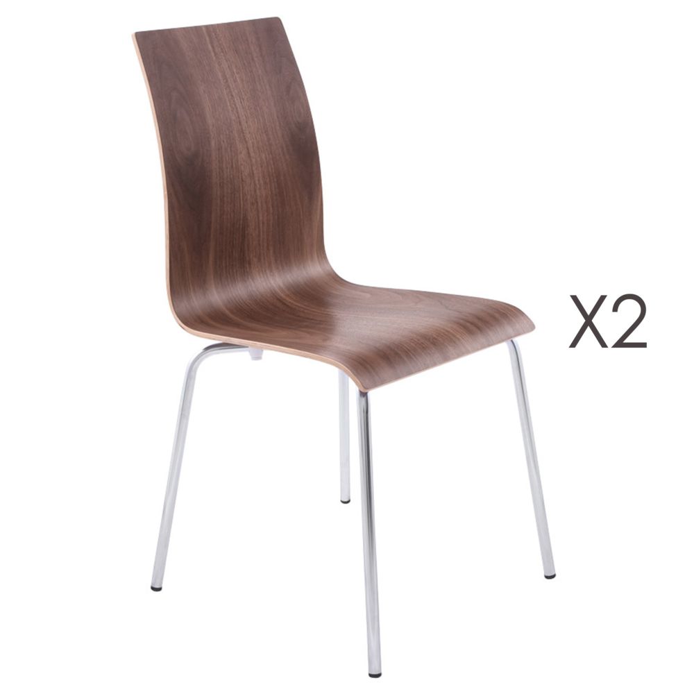 marque generique - Lot de 2 chaises design 41x48x88cm CLASSICO - marron - Chaises