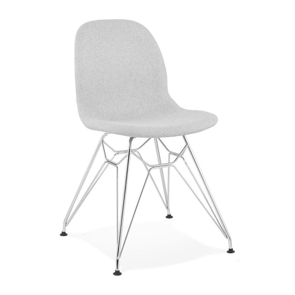 Alterego - Chaise design 'DECLIK' grise claire avec pieds en métal chromé - Chaises