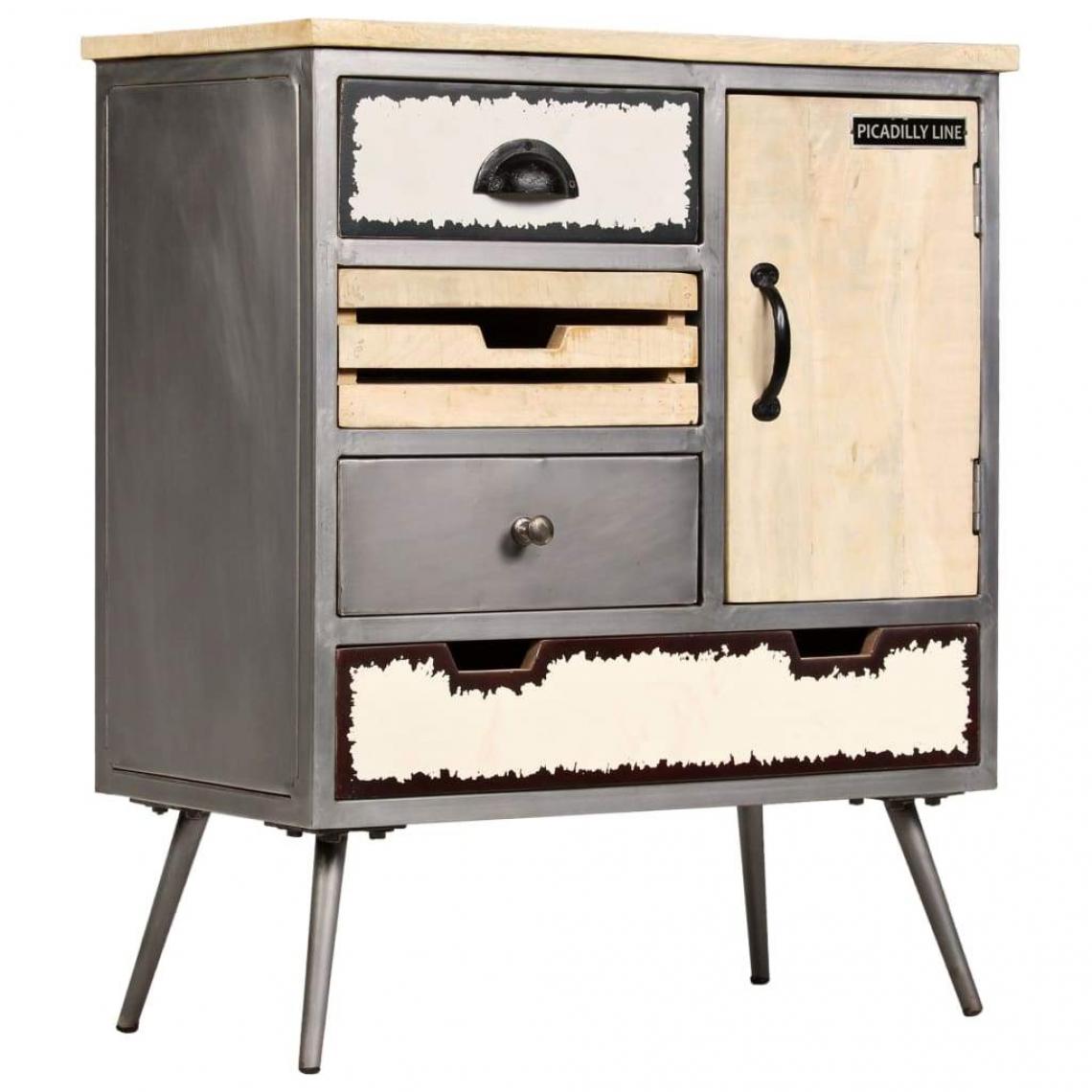 Helloshop26 - Buffet bahut armoire console meuble de rangement bois de manguier massif et acier 76 cm 4402152 - Consoles