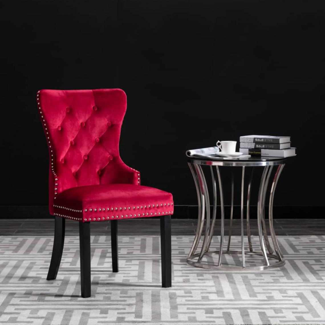 Icaverne - Icaverne - Chaises de cuisine selection Chaises de salle à manger 4 pcs Rouge bordeaux Velours - Chaises