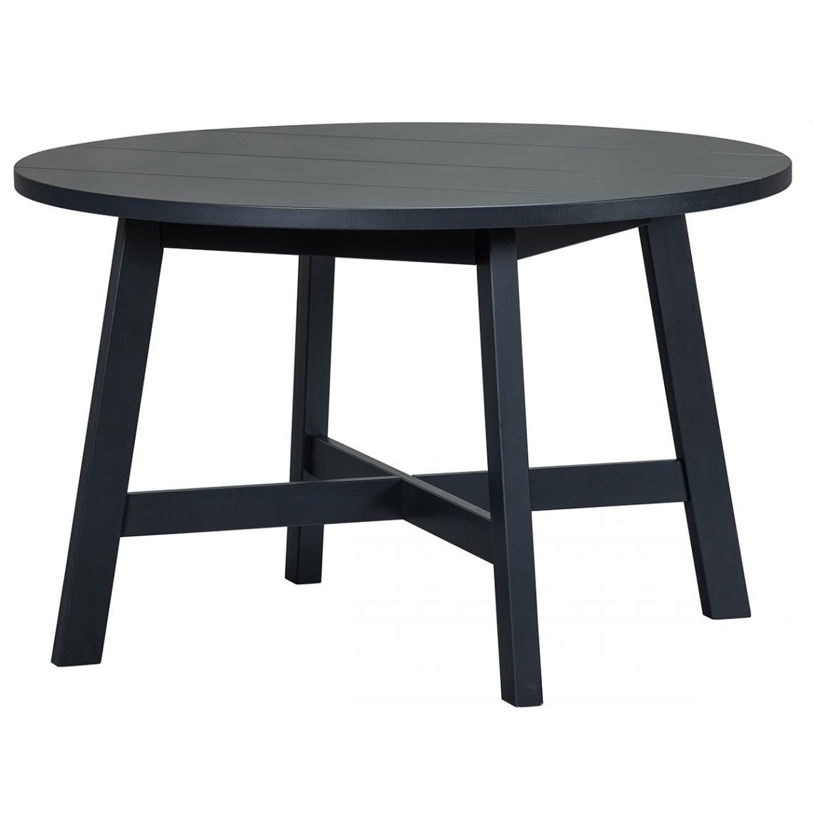 Pegane - Table à manger ronde en pin massif coloris noir mat - Hauteur 75 x ø 120 cm - Tables à manger
