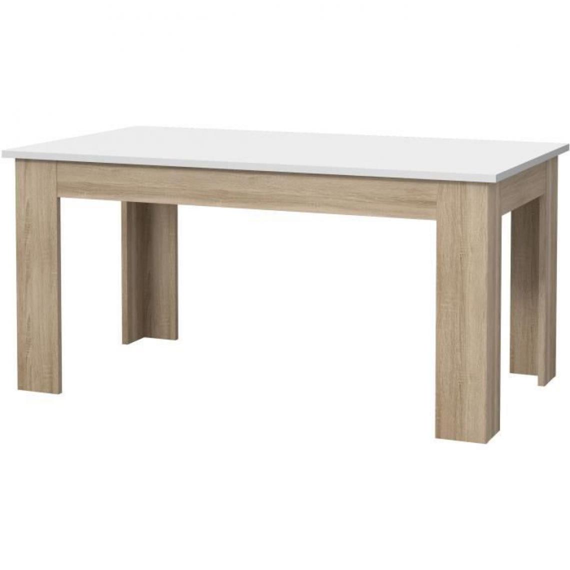 Cstore - CSTORE - table à manger de 6 à 8 personnes - blanc mat et décor chêne sonoma - contemporain - pilvil - 160xl 90 cm - Tables à manger