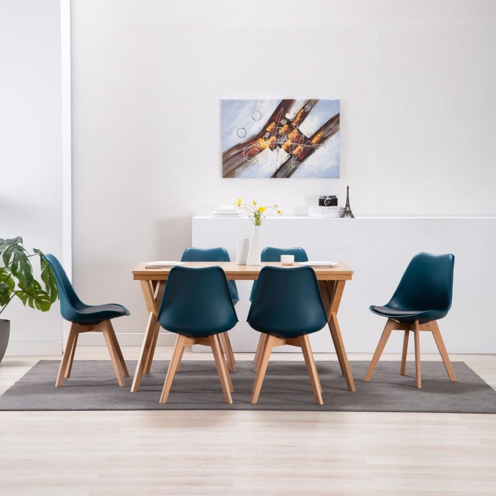 marque generique - Distingué Fauteuils et chaises ligne Wellington Chaises de salle à manger 6 pcs Turquoise et noir Similicuir - Chaises