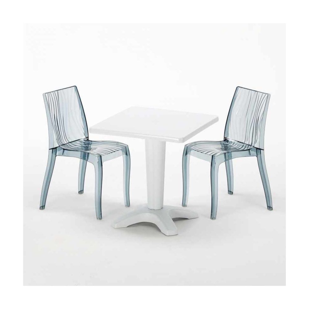 Grand Soleil - Table bistrot et 2 chaises colorées poly - Chaises