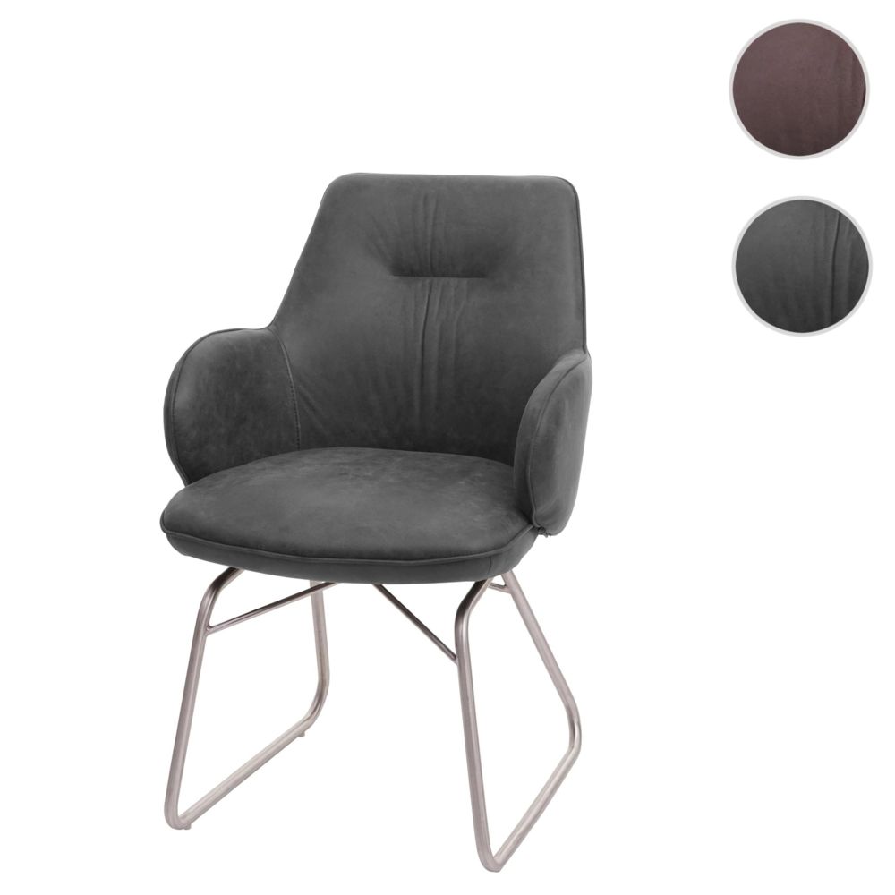 Mendler - Chaise de salle à manger HWC-G72, fauteuil, mécanisme basculant, tissu, acier inox brossè ~ gris - Chaises