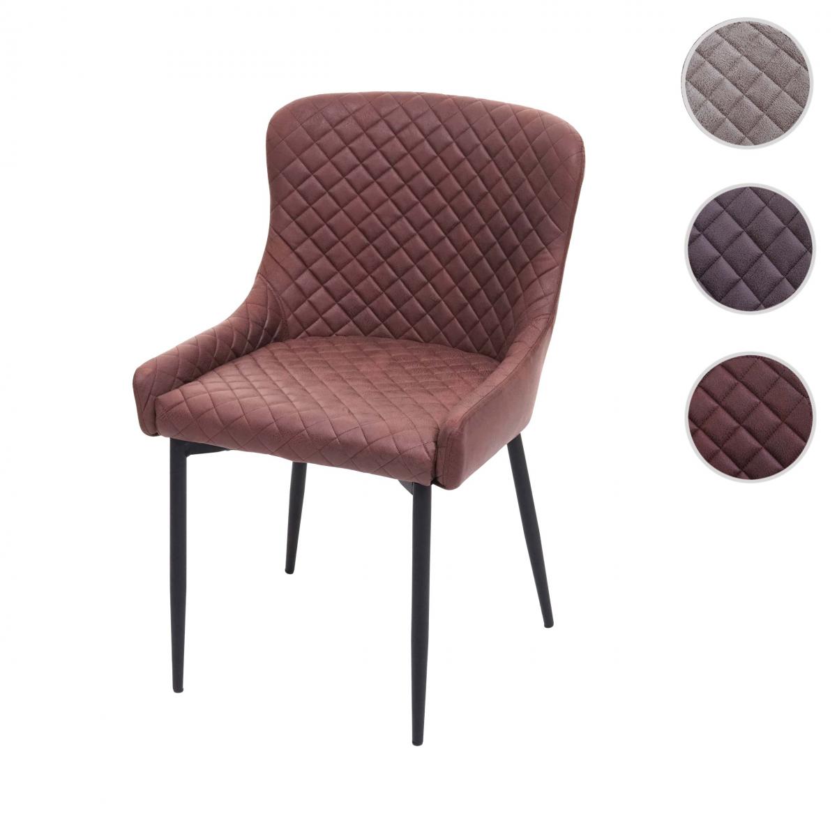 Mendler - Chaise de salle à manger HWC-H79, fauteuil, métal, vintage, ~ tissu / textile gris brun - Chaises