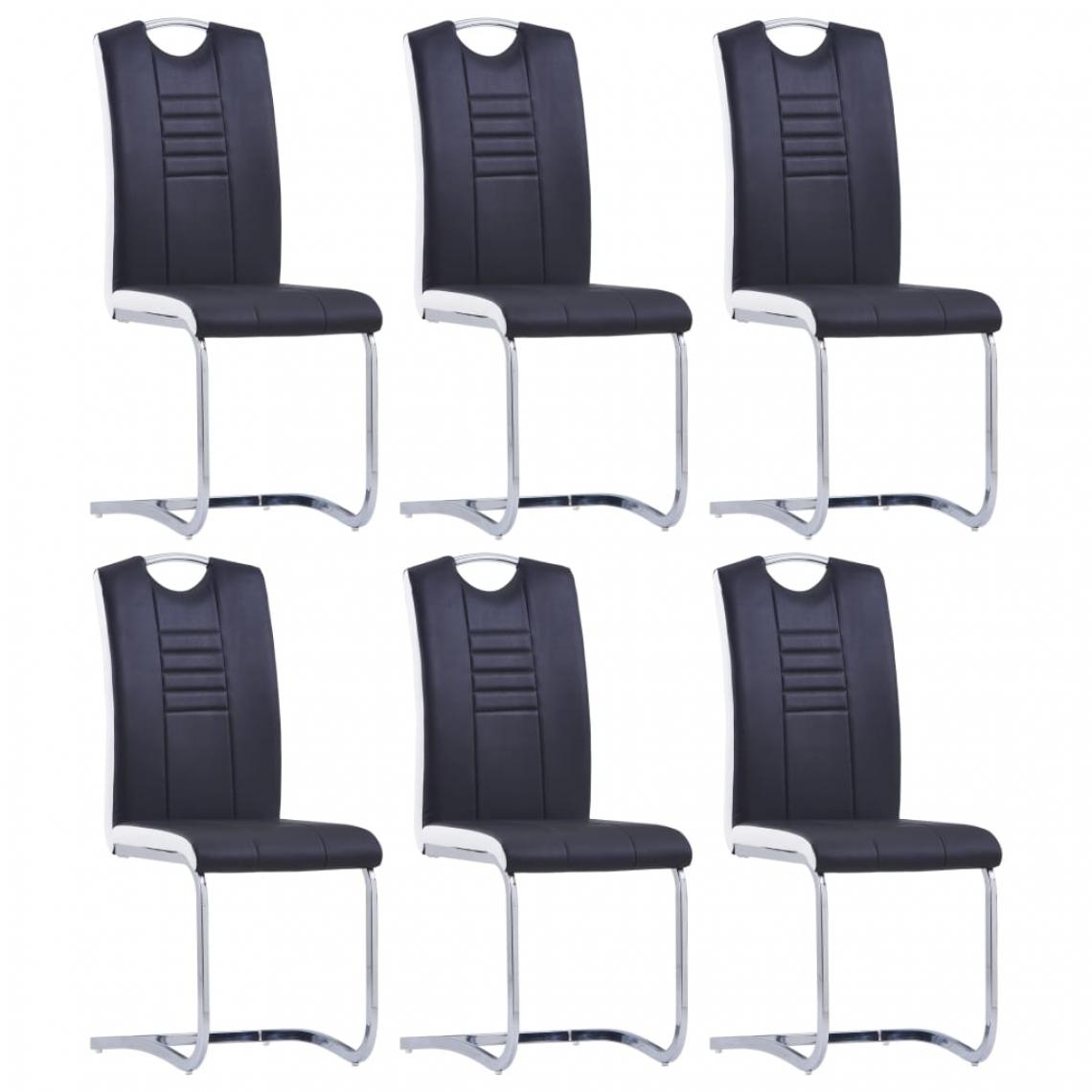 Chunhelife - Chaises de salle à manger cantilever 6 pcs Noir Similicuir - Chaises