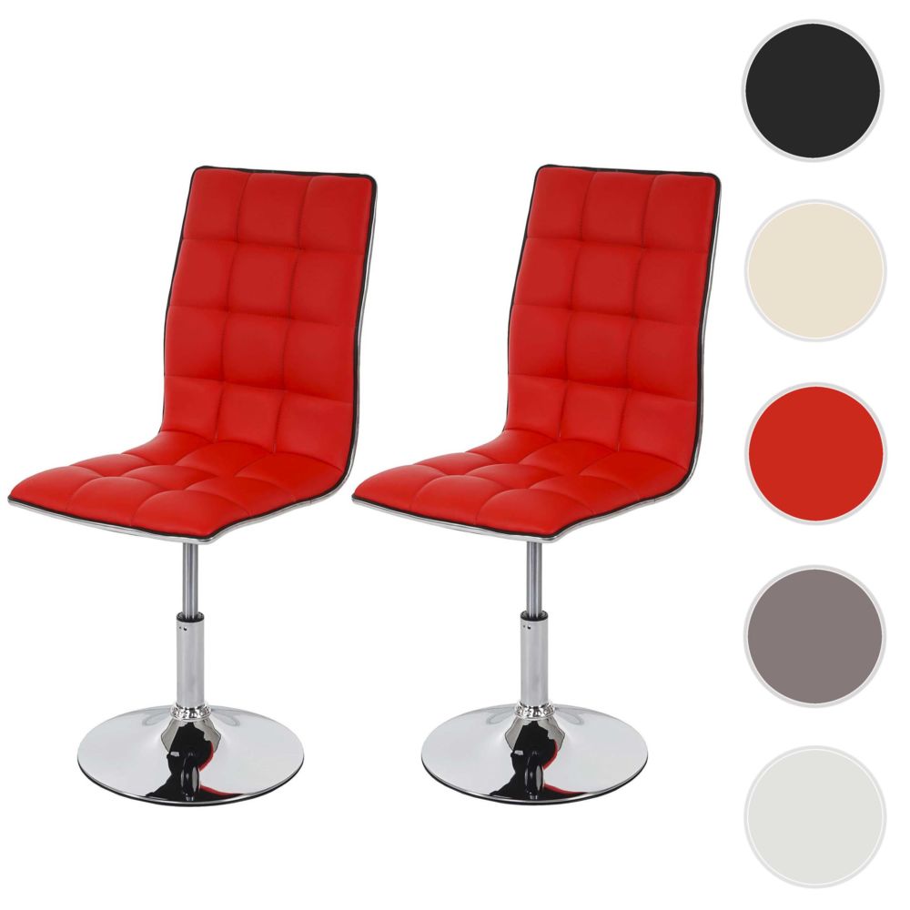 Mendler - 2x chaise de salle à manger HWC-C41, fauteuil, similicuir ~ rouge - Chaises