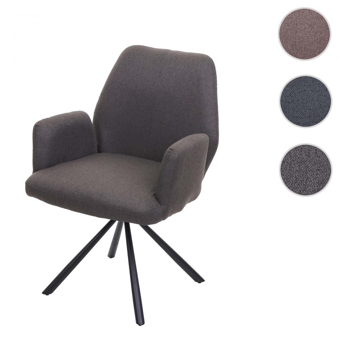 Mendler - Chaise de salle à  manger HWC-H71, pivotante à  position automatique tissu/textile acier ~ gris-brun - Chaises