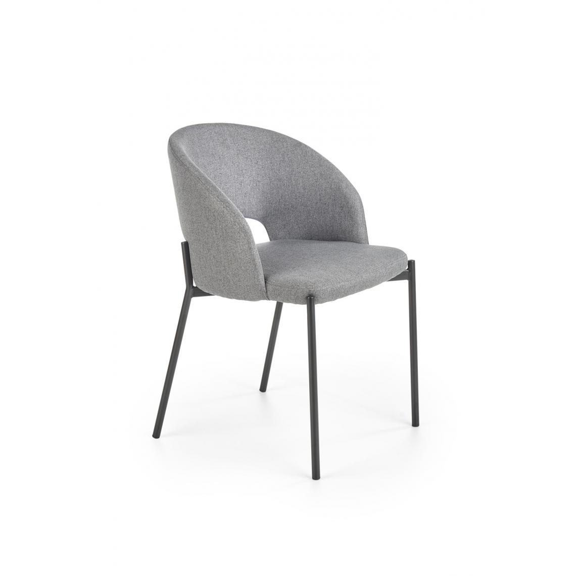 Hucoco - ALCANDER - Chaise rembourrée style moderne salon/chambre - 77x57x51 - Pieds en acier - Meuble de salle à manger - Gris - Chaises