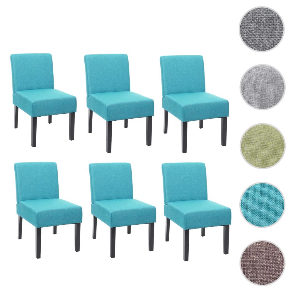 Mendler - 6x chaise de salle à manger HWC-F61, fauteuil lounge, tissu/textil ~ pétrole - Chaises