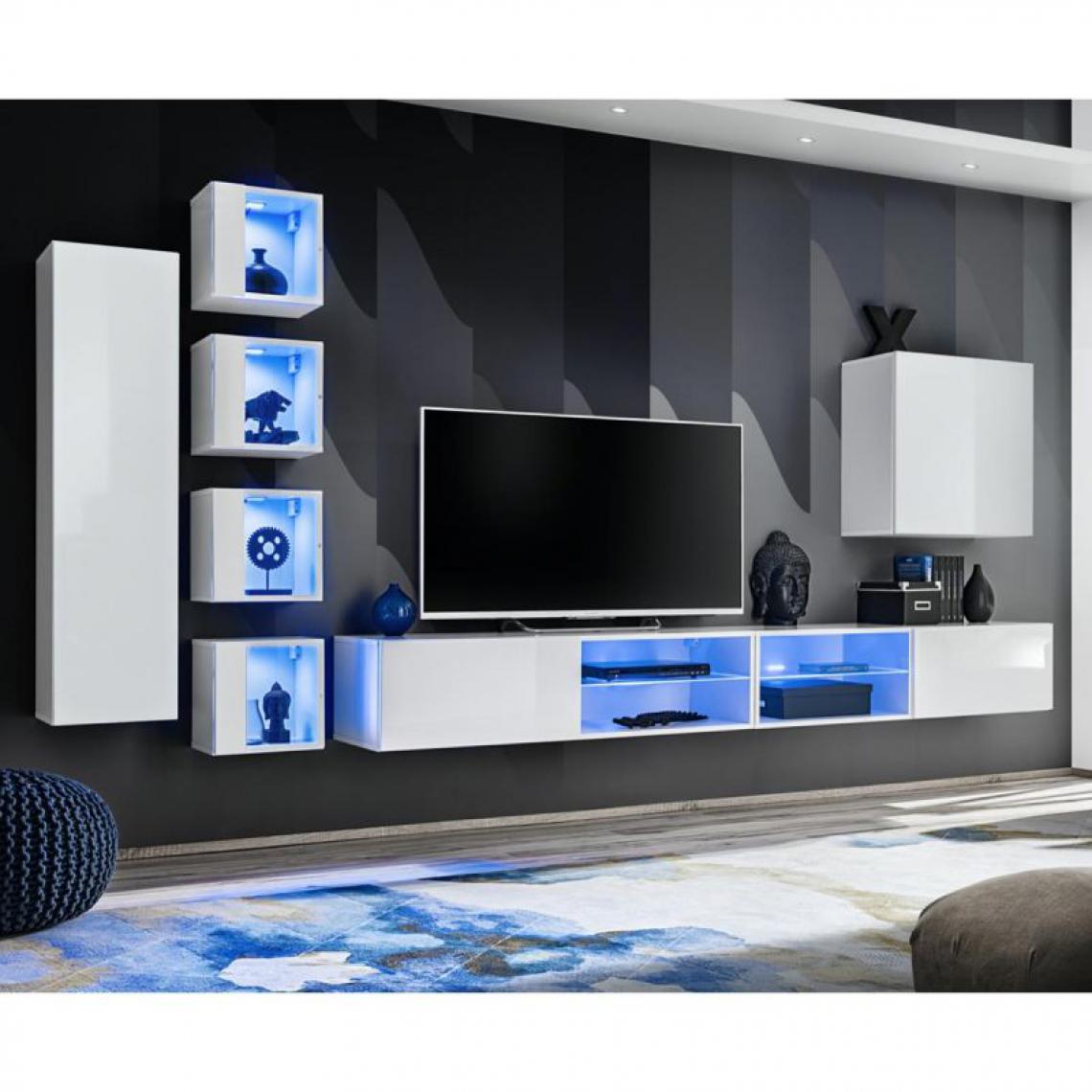 Ac-Deco - Ensemble Meuble TV Switch XXVI 320cm Blanc - Meubles TV, Hi-Fi