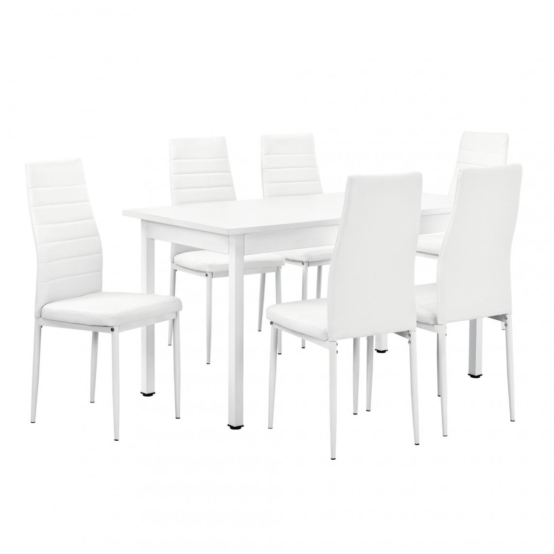 Helloshop26 - Table à manger blanc 140 cm + chaises 96 cm blanc 03_0004009 - Tables à manger