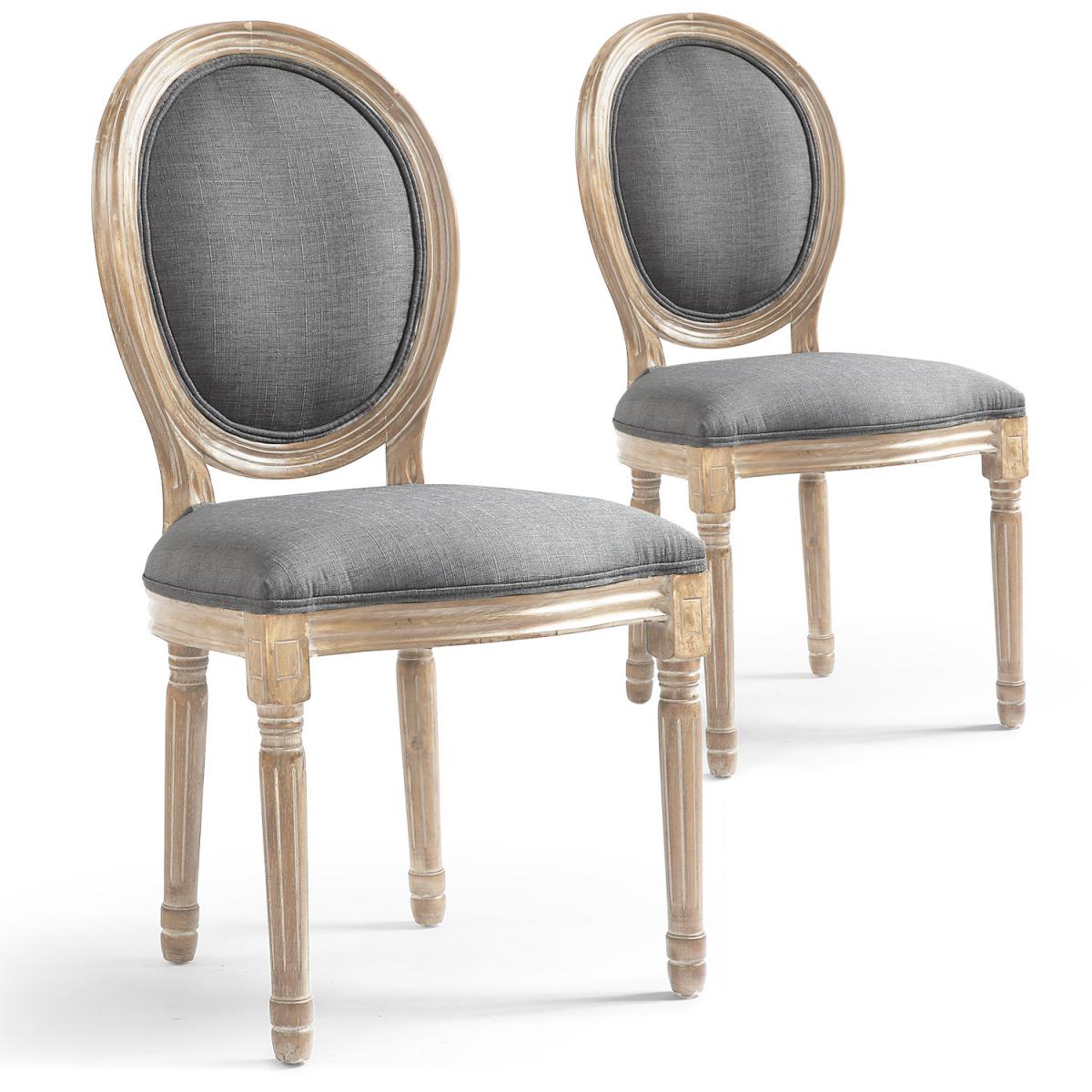 MENZZO - Lot de 20 chaises de style médaillon Louis XVI Tissu Gris Clair - Chaises