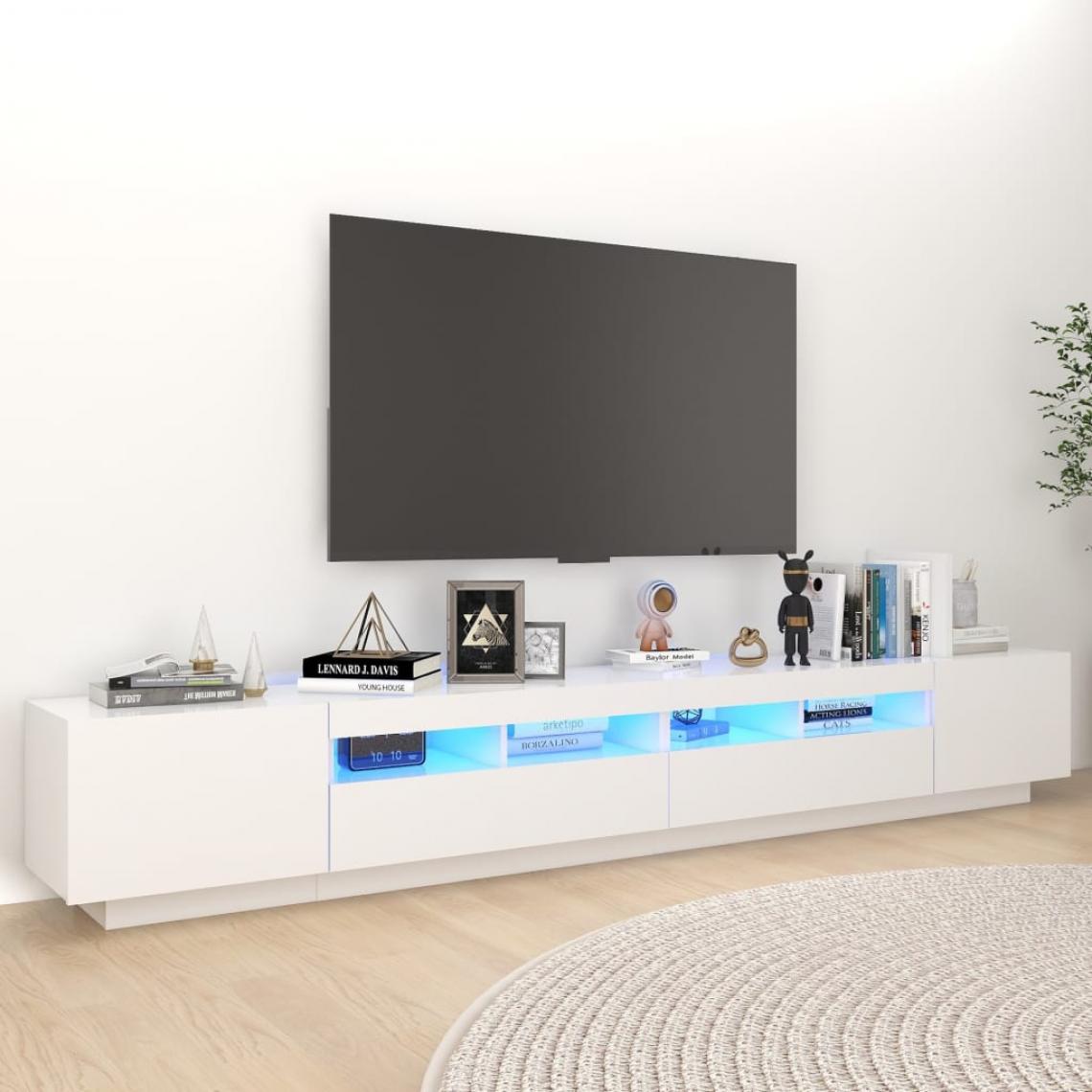 Vidaxl - vidaXL Meuble TV avec lumières LED Blanc 260x35x40 cm - Meubles TV, Hi-Fi