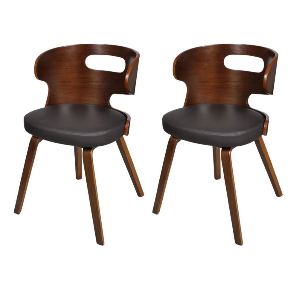 marque generique - Distingué Fauteuils ligne Nicosie Chaise de salle à manger 2 pcs Cadre en bois Cuir synthétique - Chaises