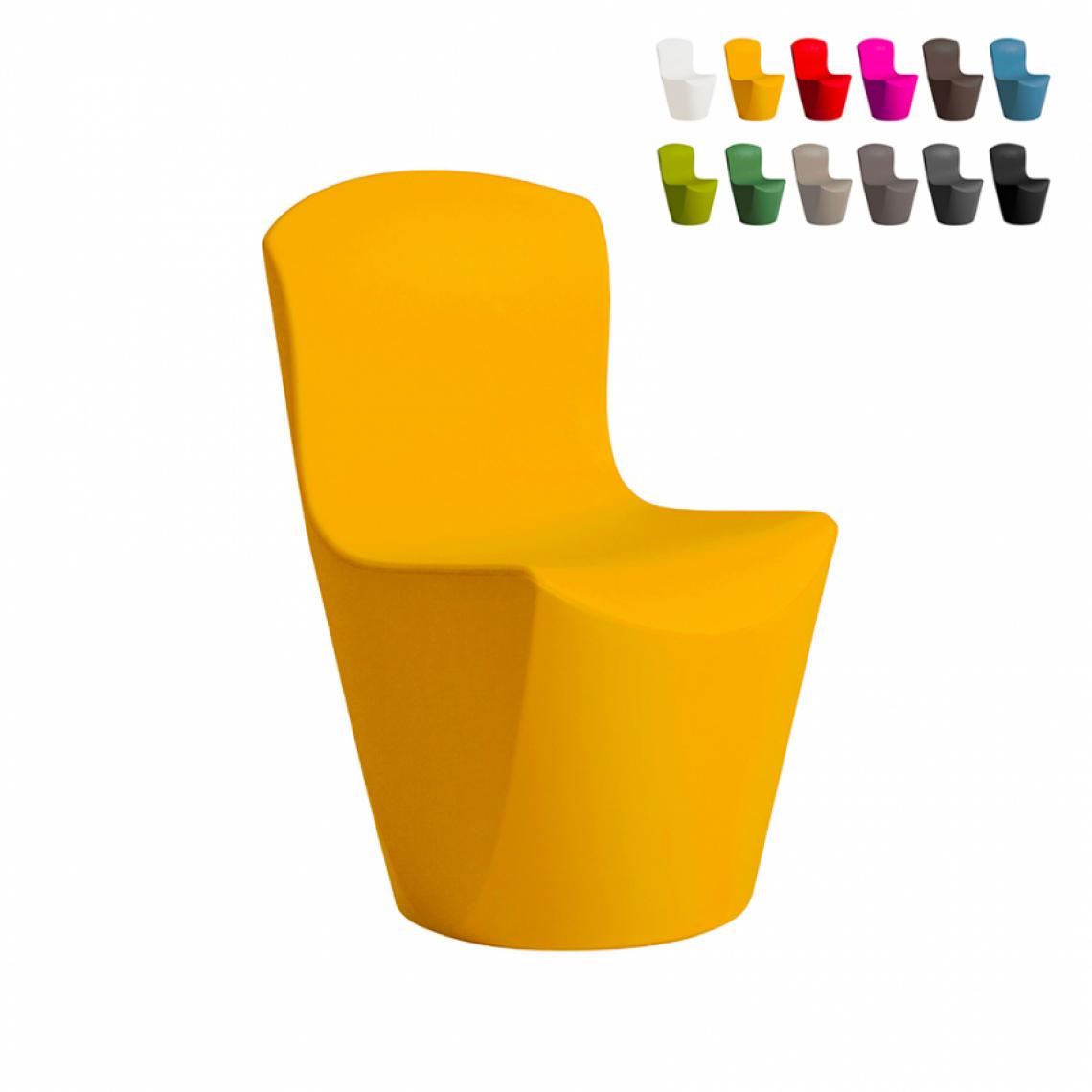 Slide - Chaise design moderne Slide Zoe pour bar restaurant cuisine et jardin, Couleur: Jaune - Chaises