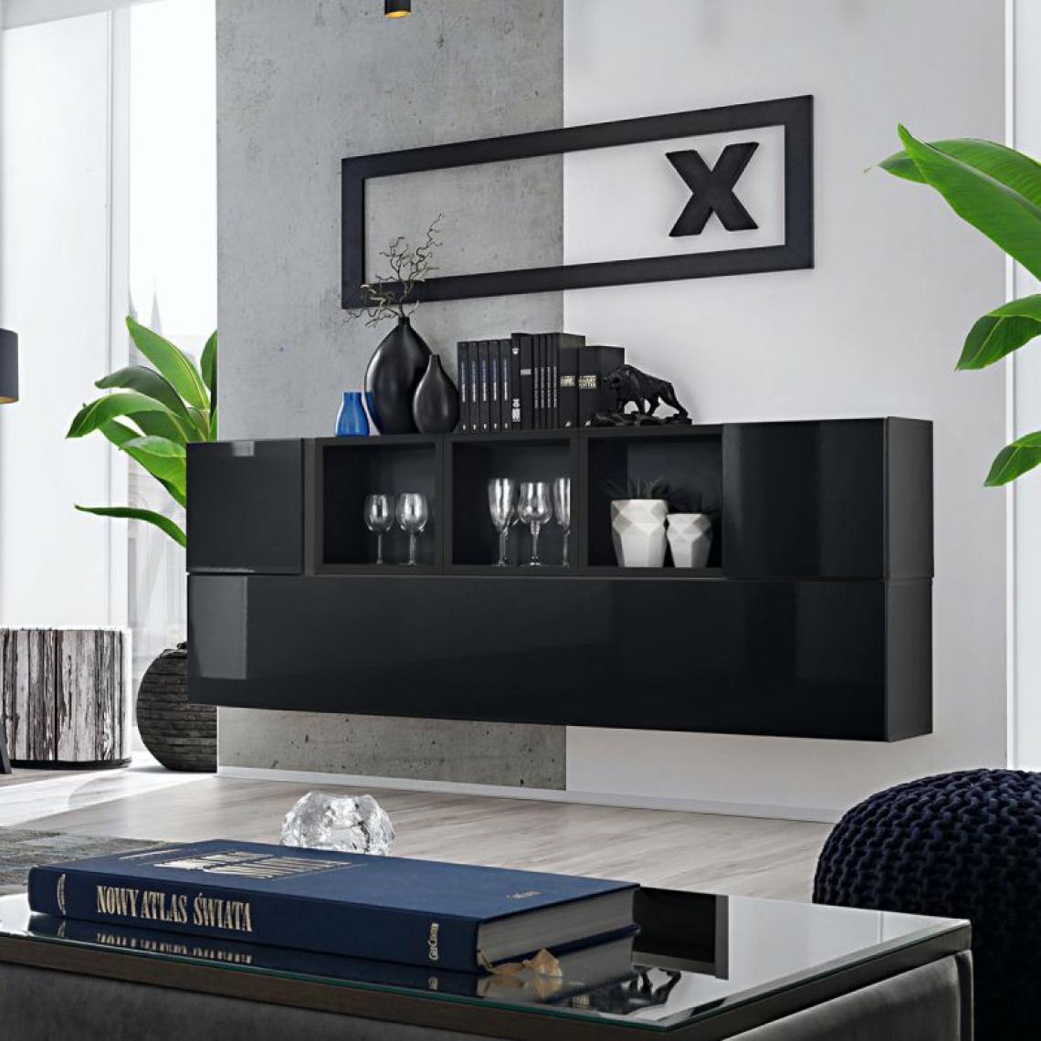 Ac-Deco - Meuble de Rangement Blox V 175cm Noir - Meubles TV, Hi-Fi