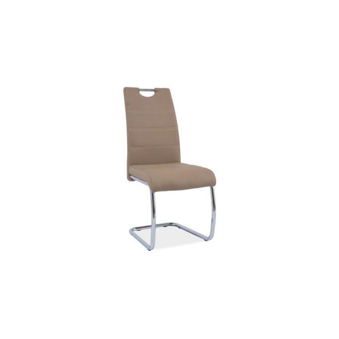 Hucoco - BATE | Chaise moderne avec base chromée salle à manger/salon/bureau | 98x42x45 cm | Similicuir | Chaise élégante cuisine - Beige - Chaises