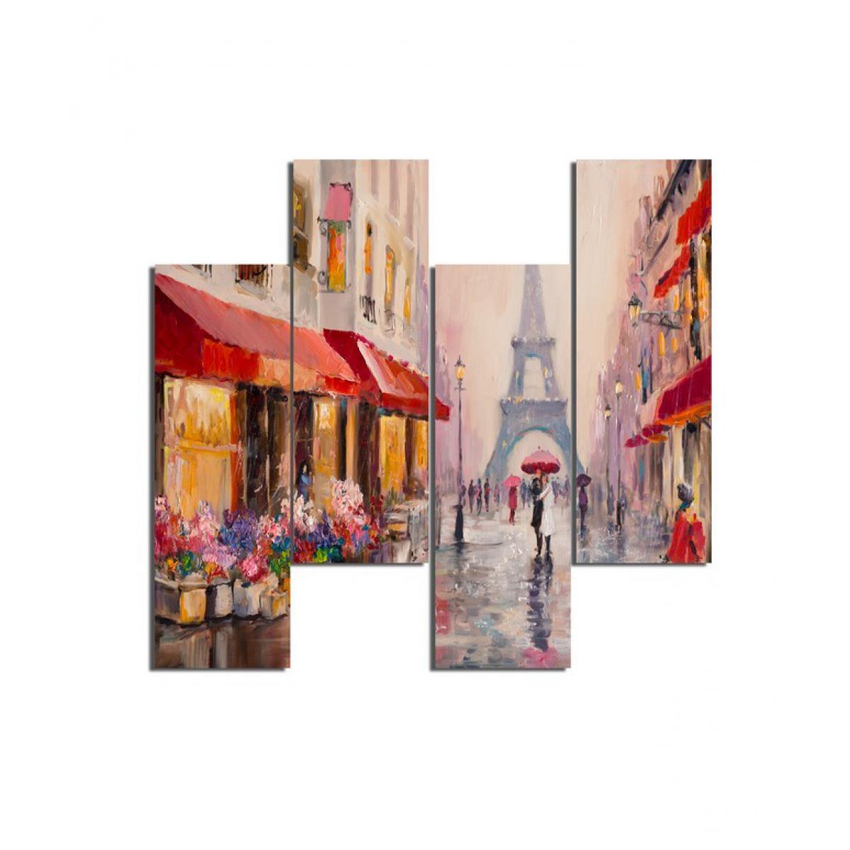 Homemania - HOMEMANIA Tableau Paris - 4 pièces - Villes et paysages - par salon, pièce - Multicouleur en MDF, 76 x 0,3 x 50 cm - Tableaux, peintures