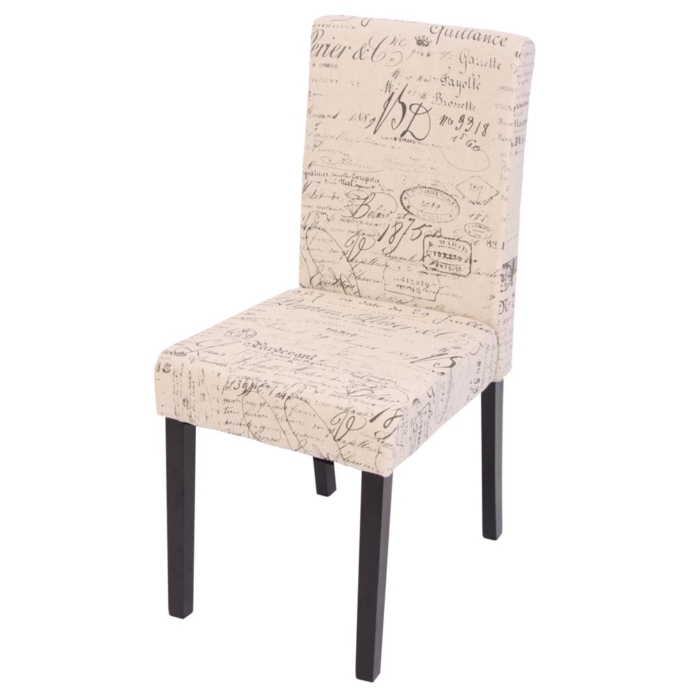 Mendler - Lot de 2 chaises de séjour Littau, tissu words fabric, pieds foncés - Chaises