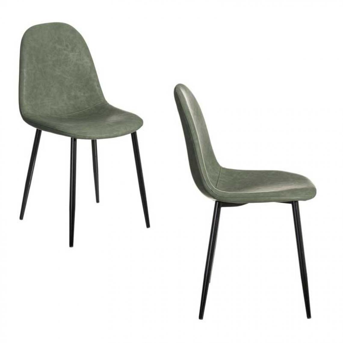 Tousmesmeubles - Duo de chaises Simili Cuir Vert - NEECHE - Chaises