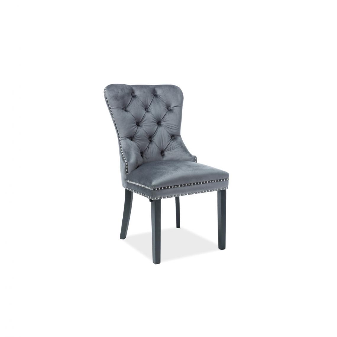 Ac-Deco - Chaise en velours - August - L 56 cm x H 98 cm - Gris - Chaises