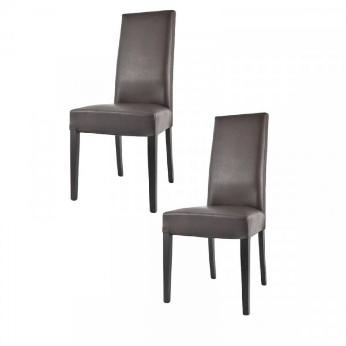 Dansmamaison - Duo de chaises en similicuir Marron - VENISE - L 54 x l 46 x H 99 cm - Chaises