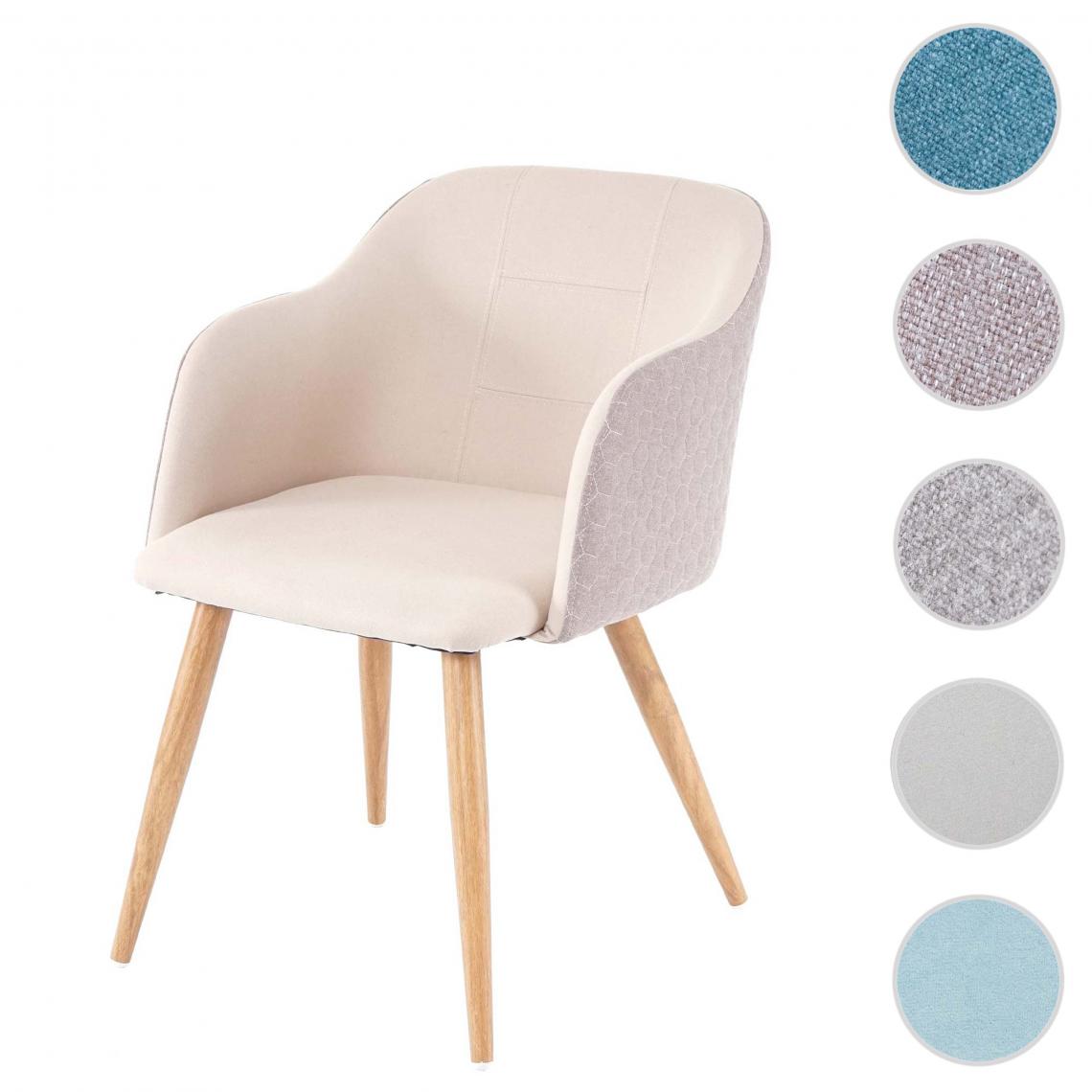 Mendler - Chaise de salle à manger HWC-D71, chaise de cuisine, design rétro, accoudoirs tissu/textile ~ crème-beige - Chaises
