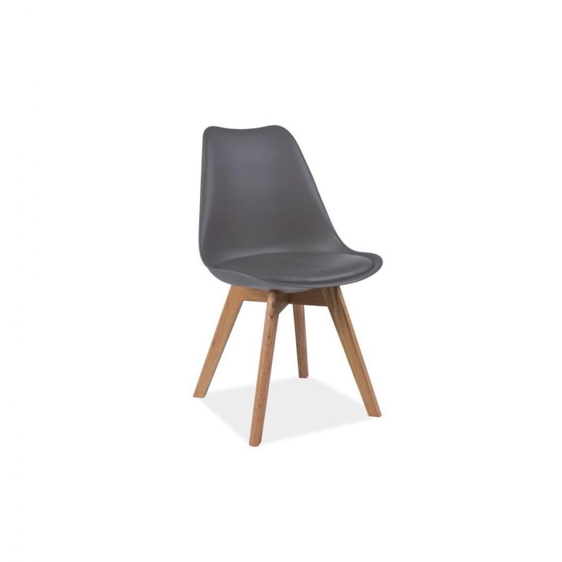 Ac-Deco - Chaise - Kris - 49 x 41 x 83 cm - Cadre en bois couleur chêne - Gris - Chaises