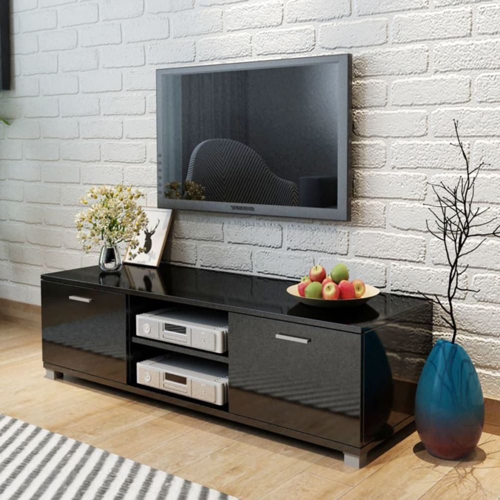 marque generique - Magnifique Meubles ensemble Palikir Meuble TV à haute brillance Noir 140 x 40,3 x 34,7 cm - Meubles TV, Hi-Fi