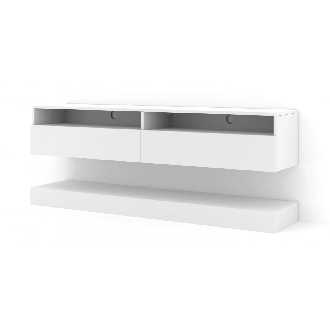 Bim Furniture - Meuble TV Duo 160 cm suspendu Blanc Mat - Meubles TV, Hi-Fi
