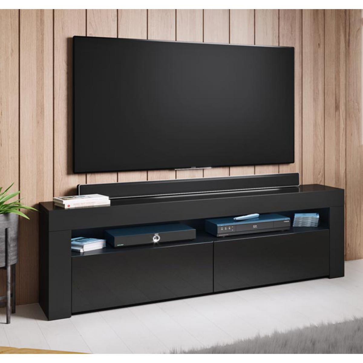 Design Ameublement - Meuble TV modèle Aker (140x50,5cm) couleur noir - Meubles TV, Hi-Fi