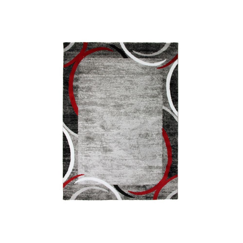 Thedecofactory - METRO - Tapis à encadré motifs abstraits rouge 120x170 - Tapis
