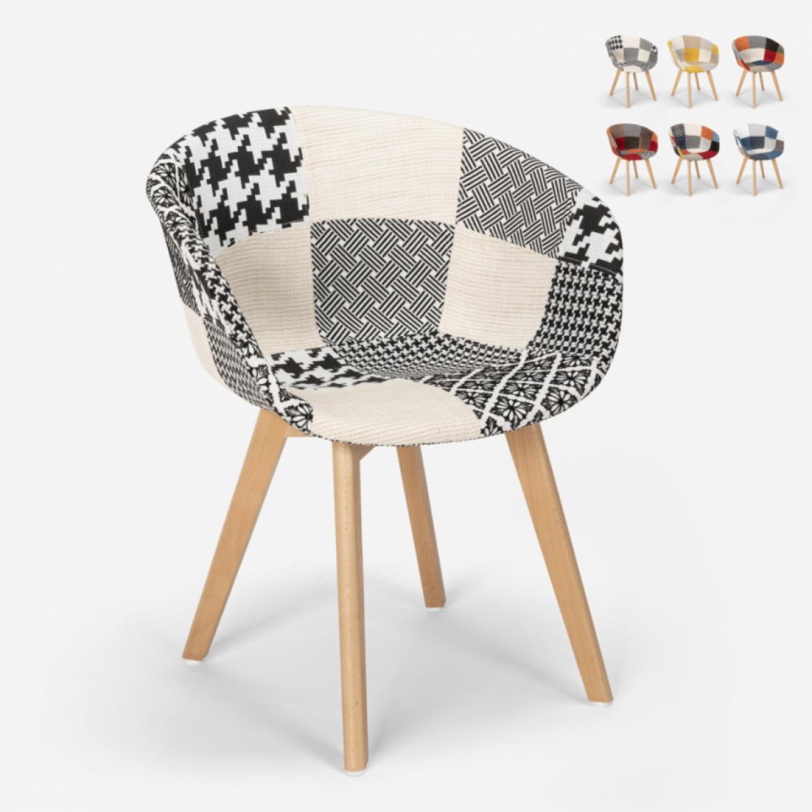Ahd Amazing Home Design - Chaise patchwork design nordique en bois et tissu pour cuisine bar restaurant Pigeon, Couleur: Patchwork 5 - Chaises