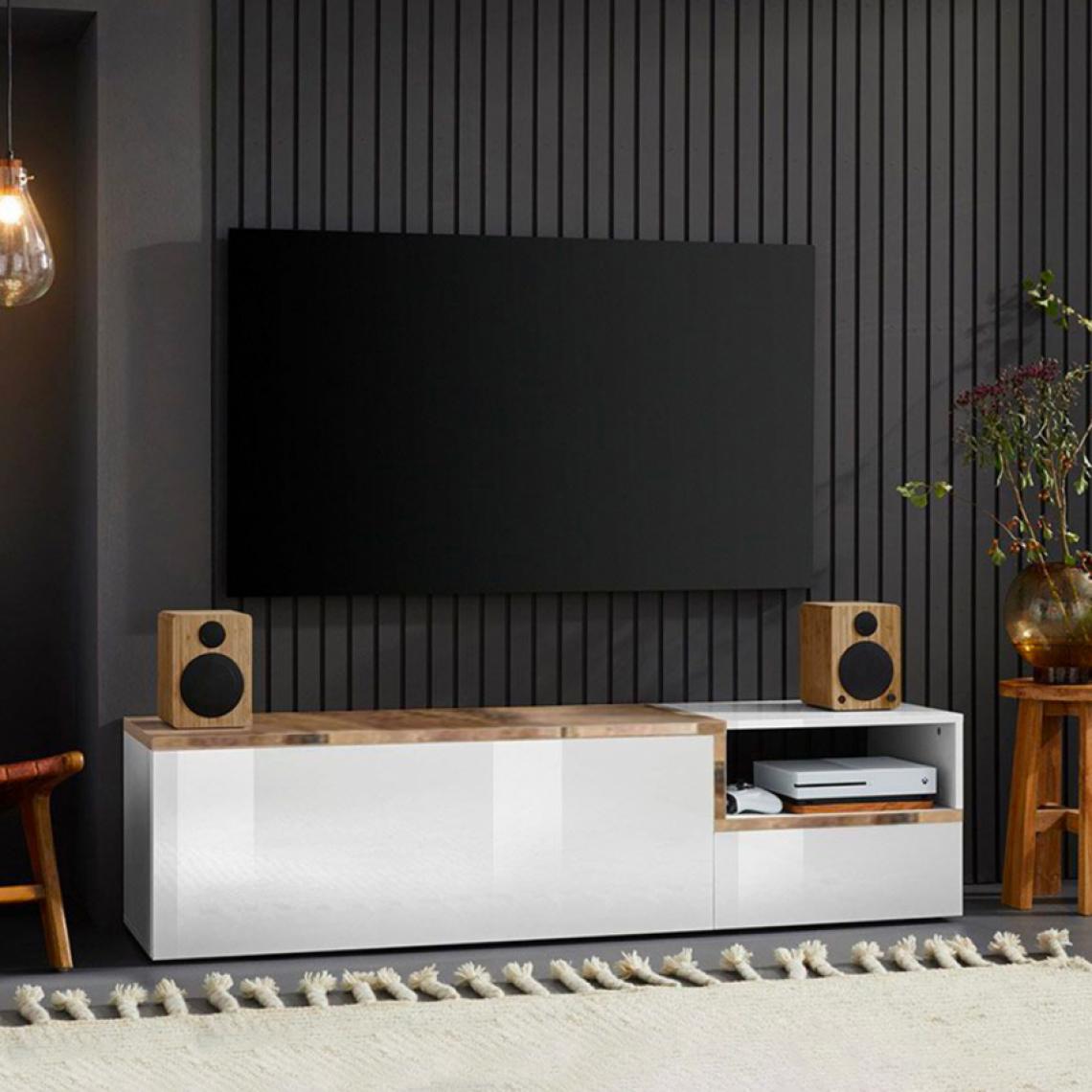 Ahd Amazing Home Design - Meuble TV 160cm 2 Portes 1 Compartiment Design Salon Zet Kiwey Acero M - Meubles TV, Hi-Fi