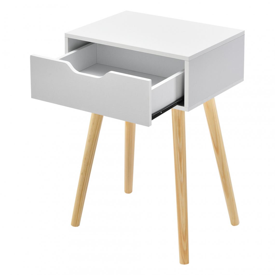 Helloshop26 - Table basse pour salon meuble design avec tiroir PVC 60 cm blanc 03_0006161 - Tables basses