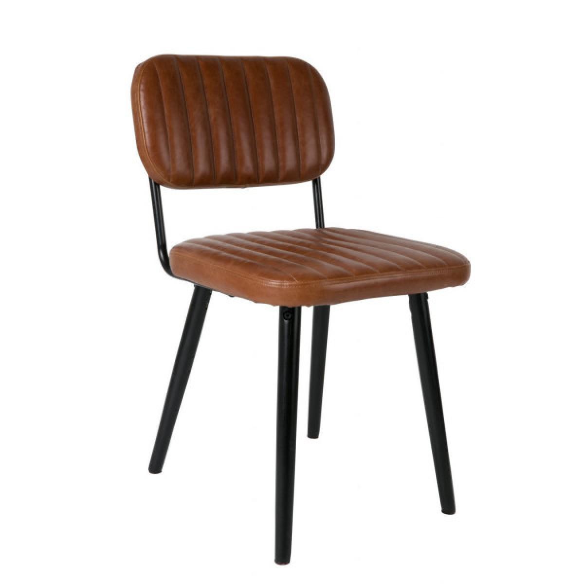 Mathi Design - JEKA - Chaise aspect cuir marron - Chaises