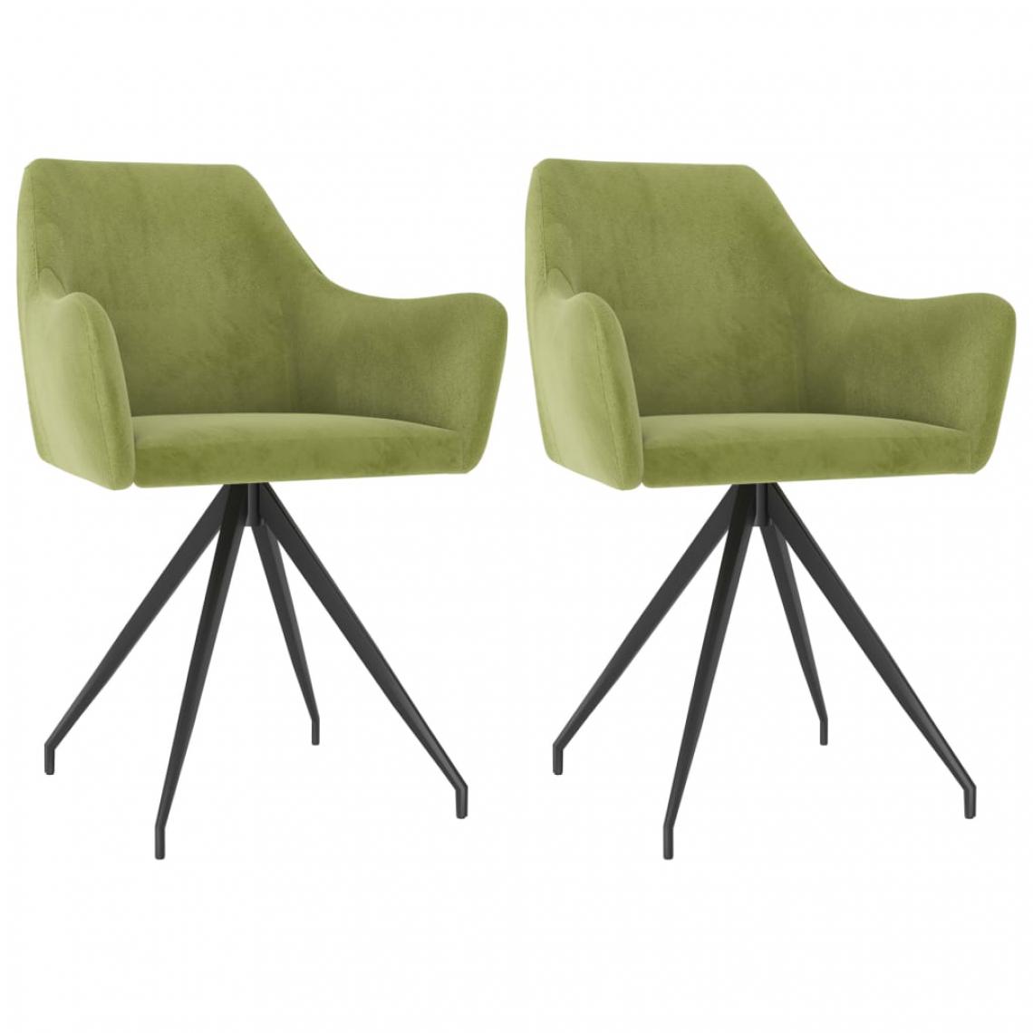 Icaverne - Moderne Fauteuils et chaises Tirana Chaises de salle à manger 2 pcs Vert clair Velours - Chaises