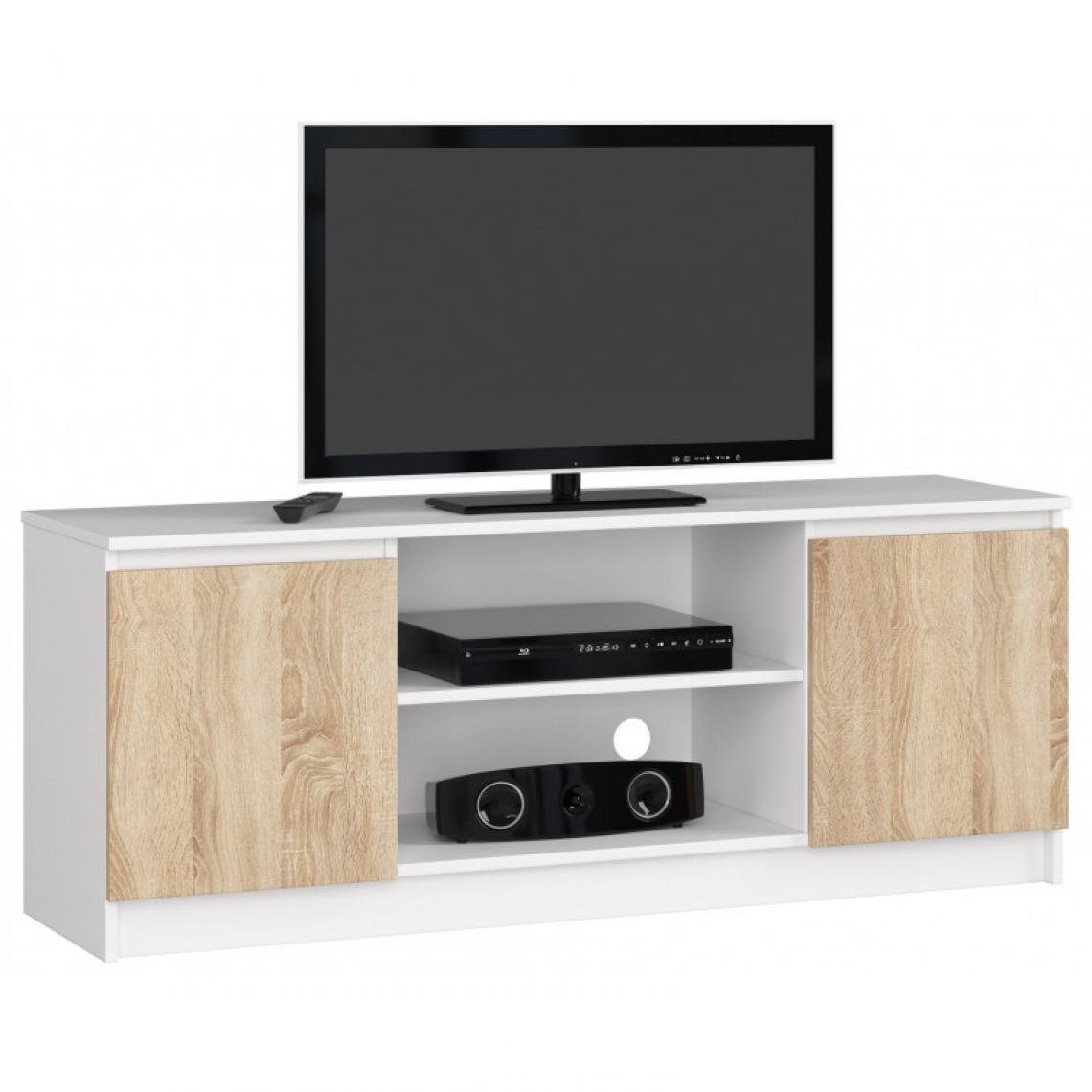 Hucoco - DUSK - Meuble TV style moderne salon - 140x55x40 - 2 portes+2 tablettes - Multimédia - Sonoma - Meubles TV, Hi-Fi