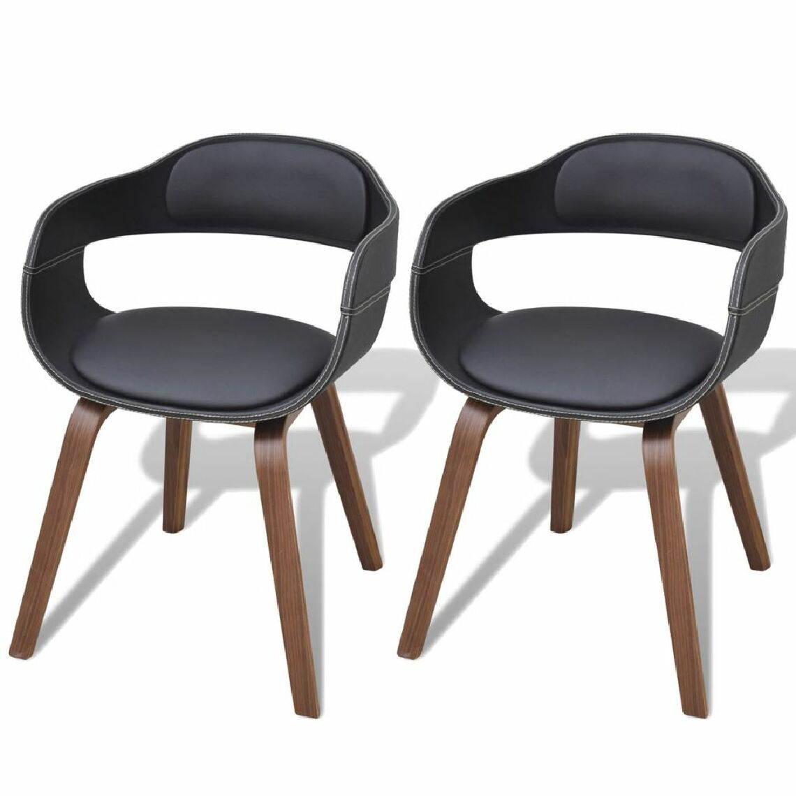 Chunhelife - Chunhelife Chaises de salle à manger 2 pcs Noir Bois courbé et similicuir - Chaises