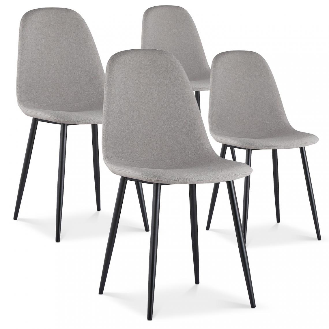 marque generique - Lot de 4 chaises Bali tissu gris pieds noir - Chaises
